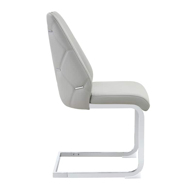 Leather Kitchen Chair Light Gray Dining Chair Side Chair Lounge Chair Reception Chair Office Chair with Metal Legs