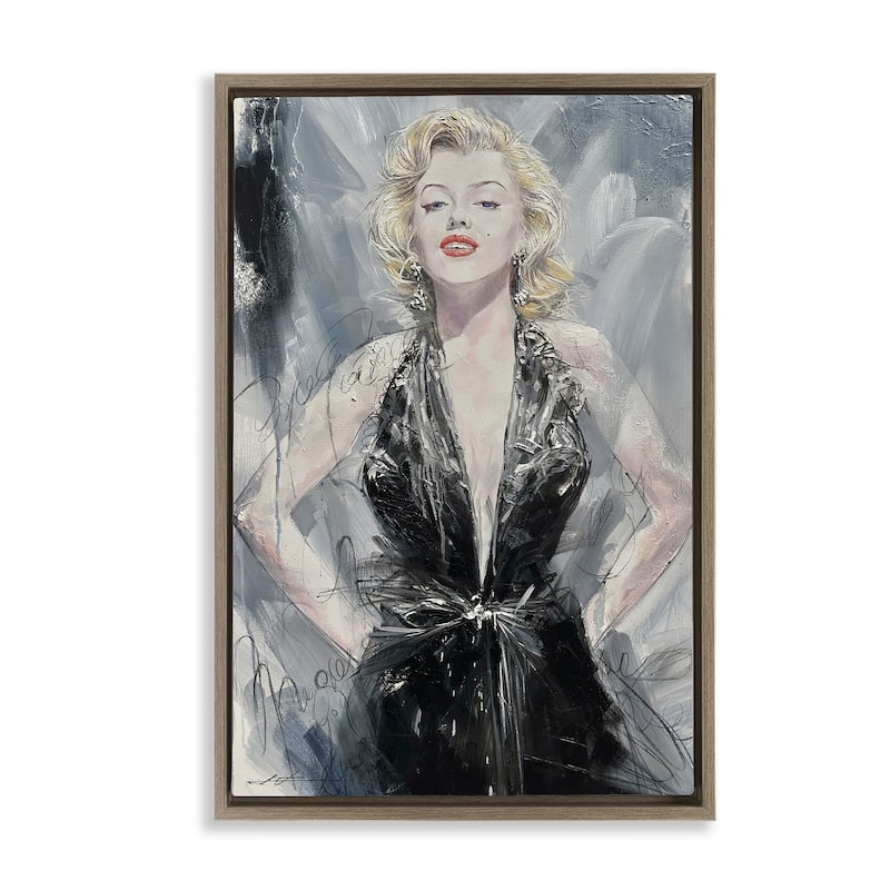 Stupell Classic Stylish Marilyn Framed Floater Canvas Wall Art Design By Lucille Lee - 17 x 25 - Brown