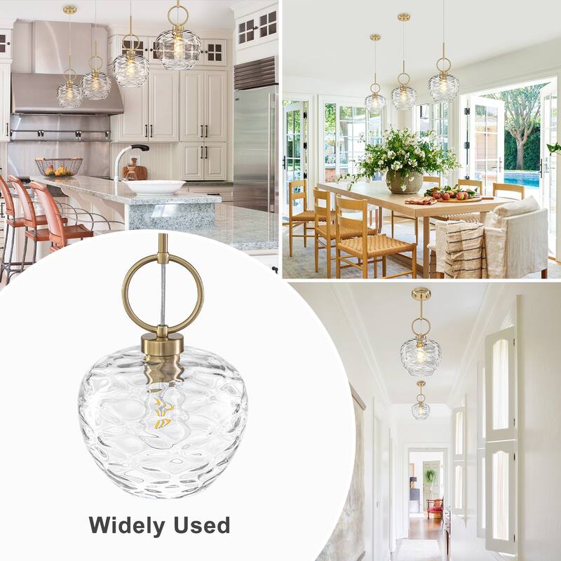 Modern Gold Geometric Glass Pendant Light Fixture Adjustable Cord - Dia.9.06-in