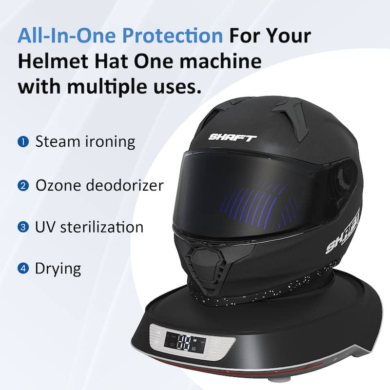 Black Helmet & Cap Care Machine with Steam, UV Light, O₃ ozone