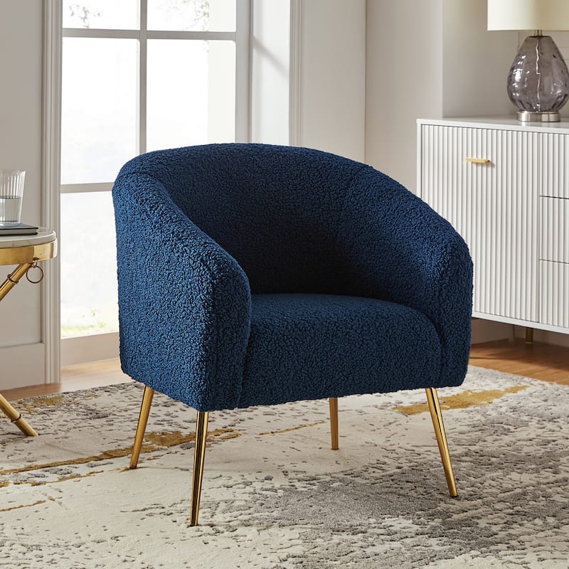 Rovigo Modern Upholstered Living Room Accent Barrel Chair with Metal Legs by HULALA HOME