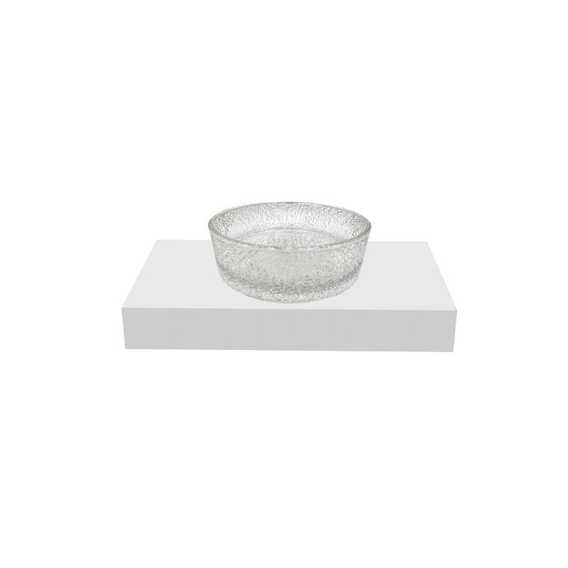 Stadium 16" & 14" Round Decorative Crystal Vessel Sinks With White Base