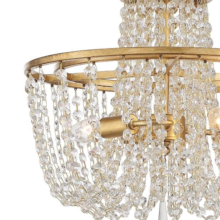 Arcadia 3 Light Antique Gold Ceiling Mount - 15'' W x 13.87'' H