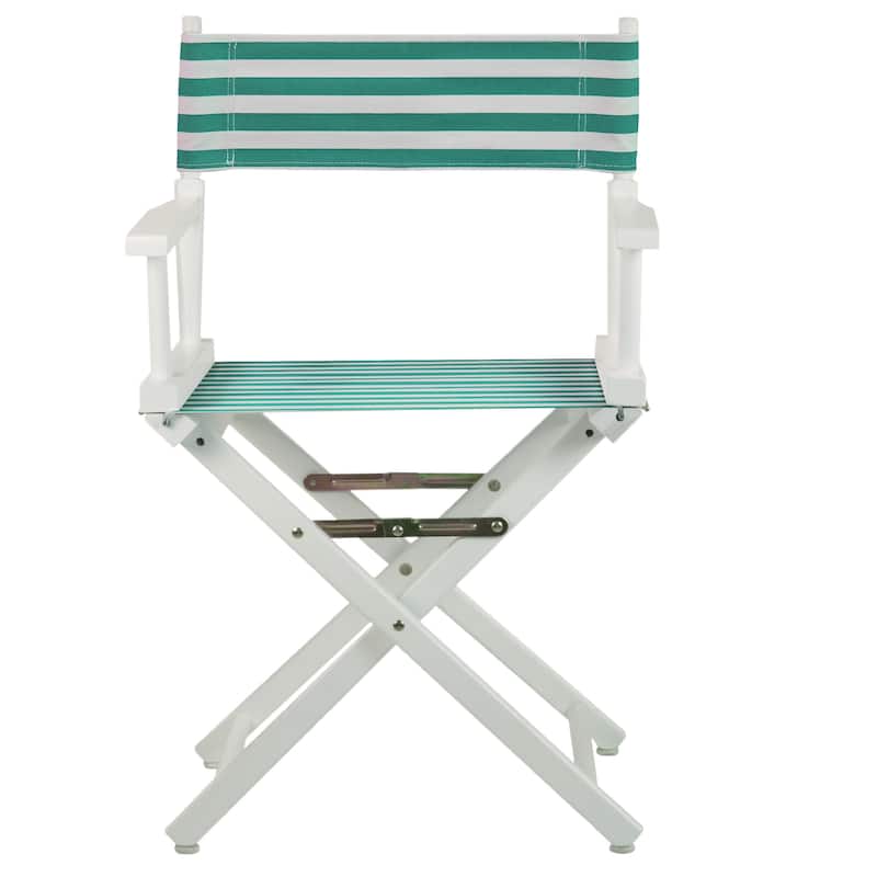 18" Director's Chair White Frame-Teal Cabana - 21.75"W x 17"D x 33.75"H
