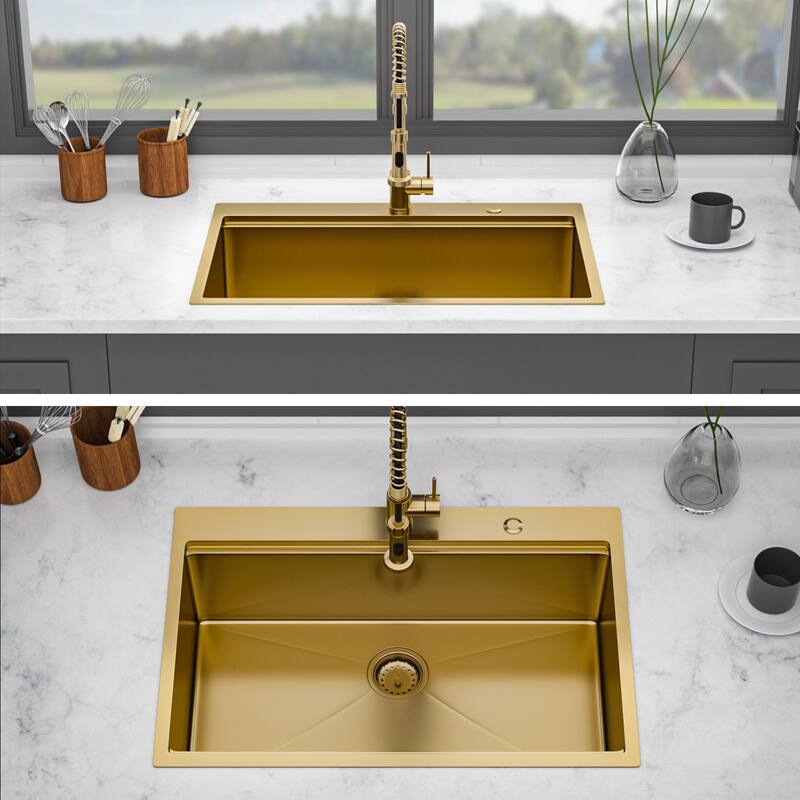 33" Drop in Single Bowl 16 Gauge Stainless Steel Ledge Workstation Kitchen Sink