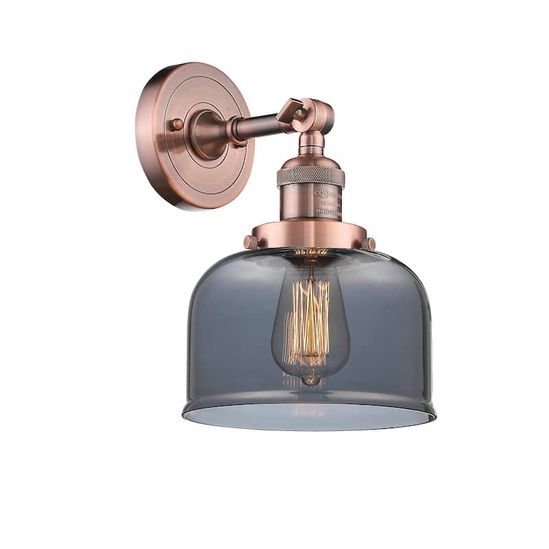Innovations Lighting Large Bell Single Light 12" Tall Bathroom Sconce - Antique Copper / Smoked