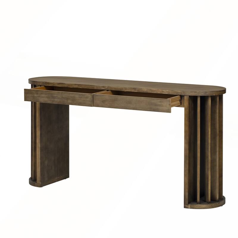 59-inch Long Console Table with Oak Veneer