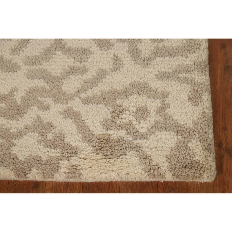 Abstract Moroccan Oriental Rug Hand-Knotted Beige Wool Carpet - 2'0"x 3'0"
