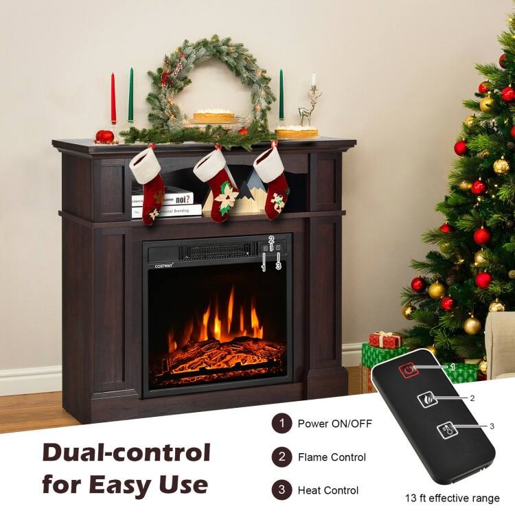 32 Inch 1400W Electric TV Stand Fireplace with Shelf - 13" x 32" x 31"(L x W x H)
