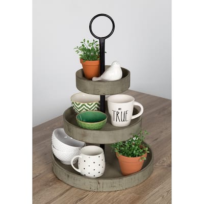 Kate and Laurel Woodmont 3 Tiered Wood Tray - 3 Tier