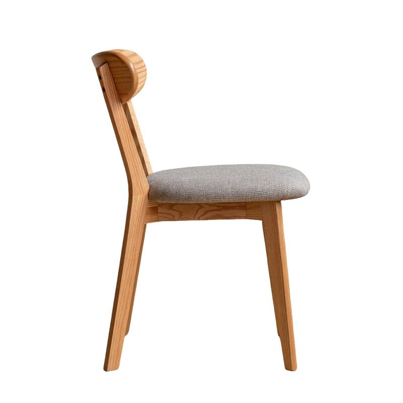 Solid Oak Dining Chairs with Upholstered Seats, Ergonomic, Set of 2/4