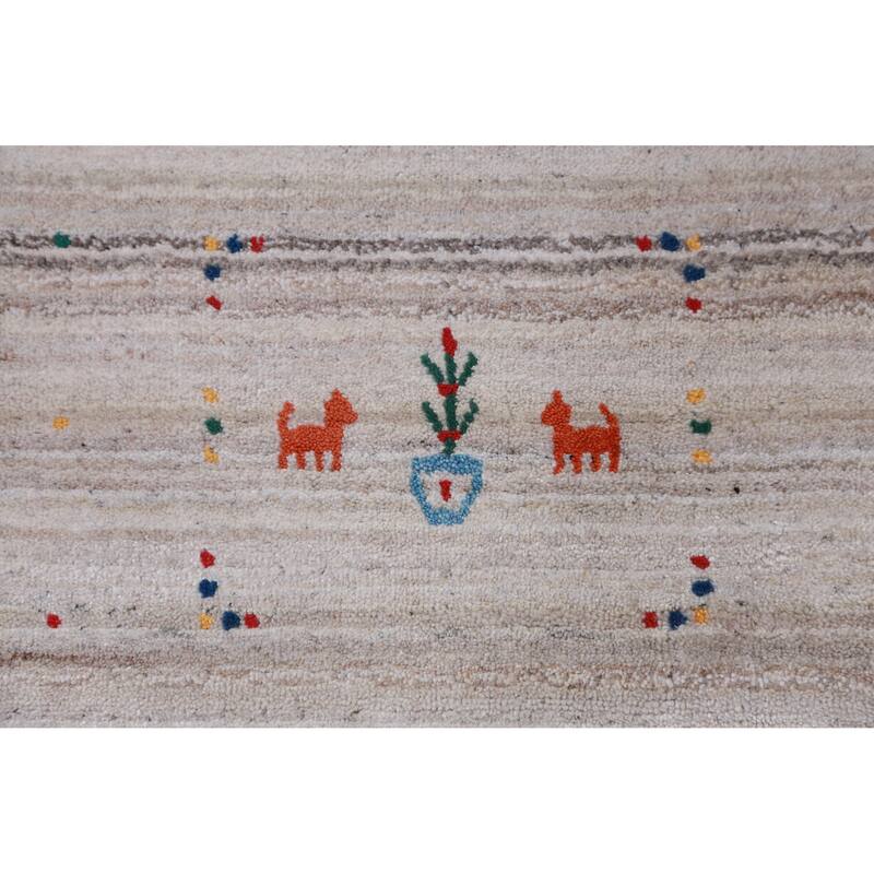 Hand Knotted Oriental 100% Wool Carpet Tribal Tribal Greys & Charcoal Gabbeh Area Rug - 10' 1'' X 8' 2''