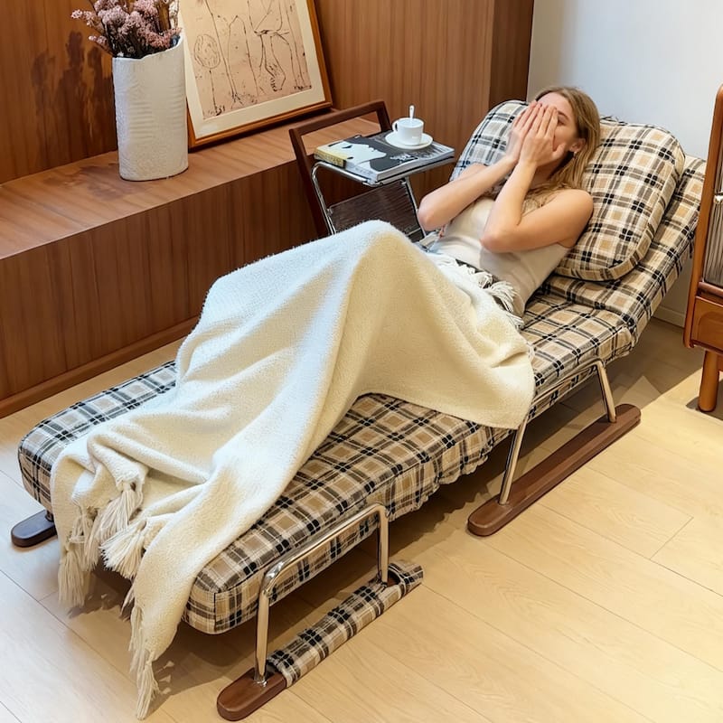 JASIWAY Checkered 4-in-1 Sleeper Sofa Chair Bed for Small Spaces