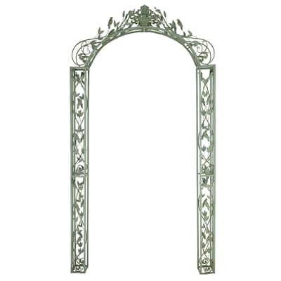 Metal Bird Indoor Outdoor Scrollwork Arched Garden Arbor with Sculpted Branches - Green - Roche River Decor