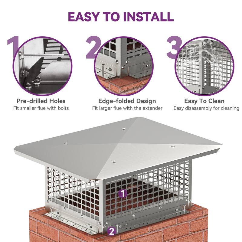 17" x 29" Chimney Cap with Adjustable Metal Strips