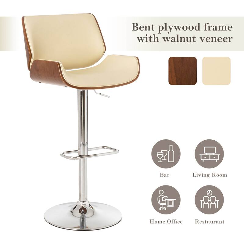 Glitzhome Set of 2 or 4 Modern Height Adjustable Faux Leather Swivel Bar Stools