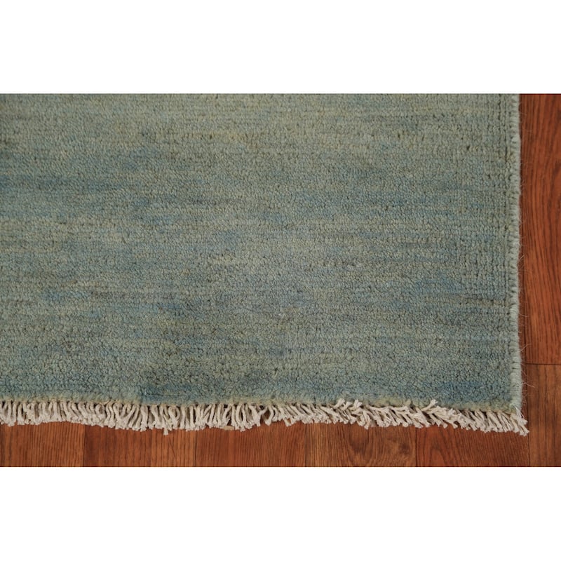 Green & Blue Gabbeh Modern Rug Handmade Wool Carpet - 4'1" x 5'11"