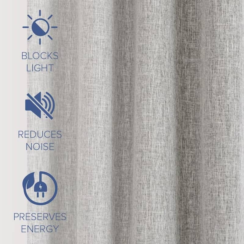 Linen Texture 100% Blackout Grommet Curtain Pair(2 panels)