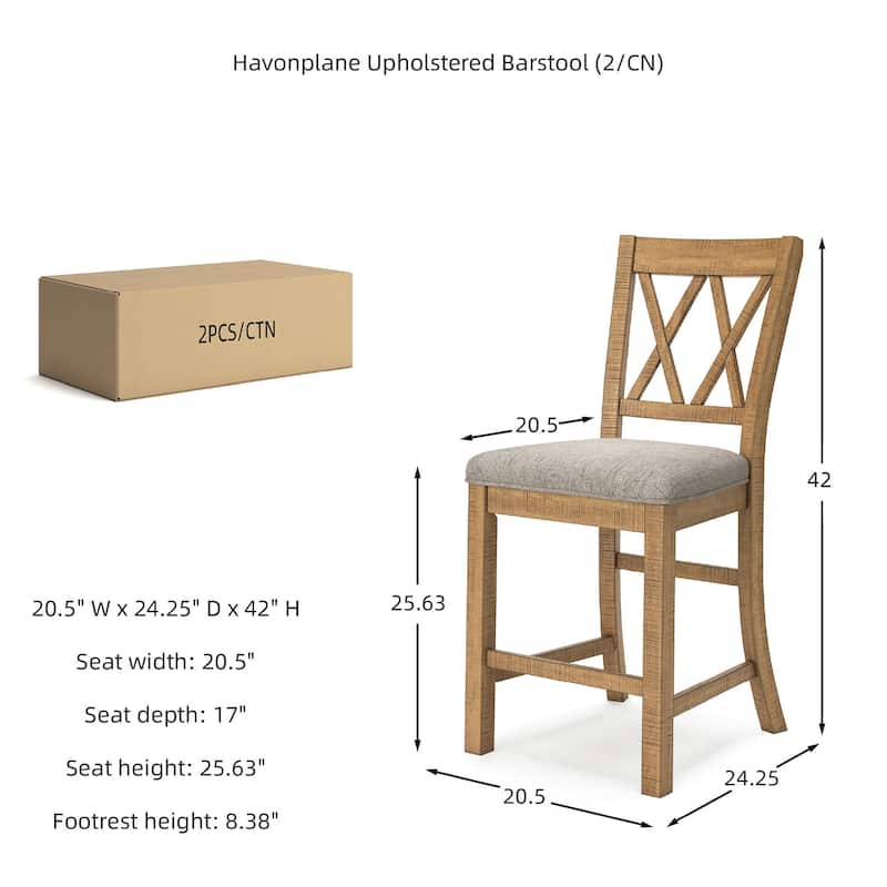 Signature Design by Ashley Havonplane Brown Counter Height Barstool - 20.5"W x 24.25"D x 42"H