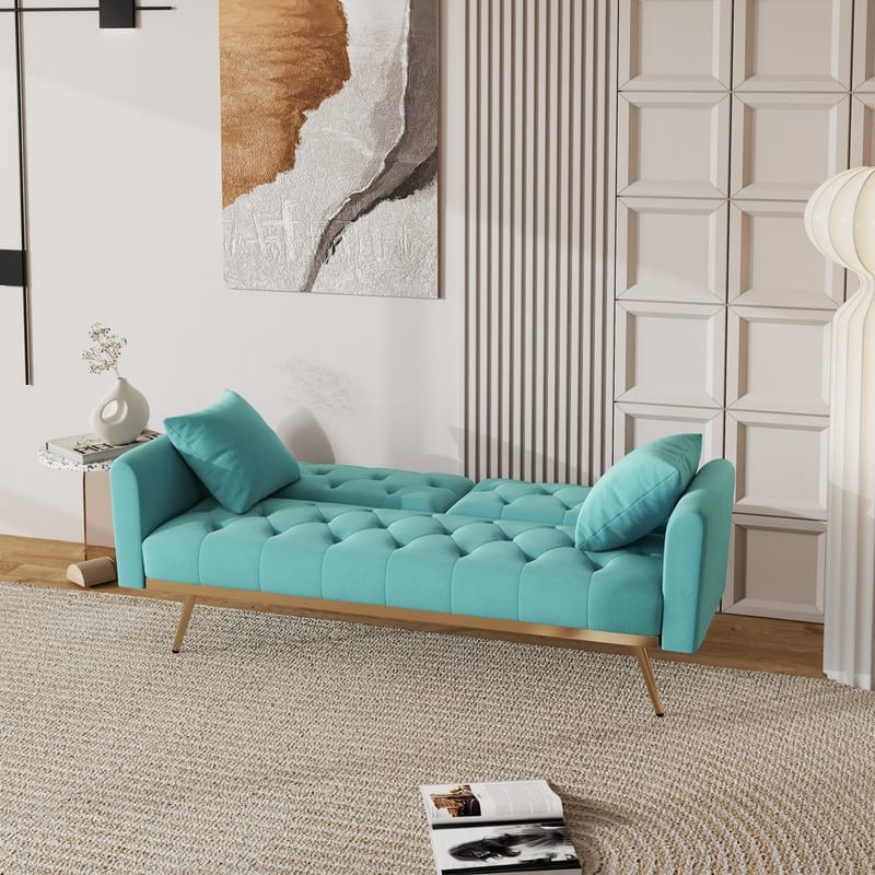 Sofa Bed 68.3" Velvet Tufted Back Convertible Sofa