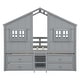 preview thumbnail 28 of 26, Full Size House-shaped Loft Bed with House Roof Frame Skylight Windows 4 Storage Drawers Guardrails and Stairs for Kids' Room