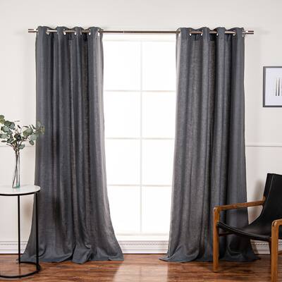 Aurora Home 100% Linen Silver Grommet Curtain Set