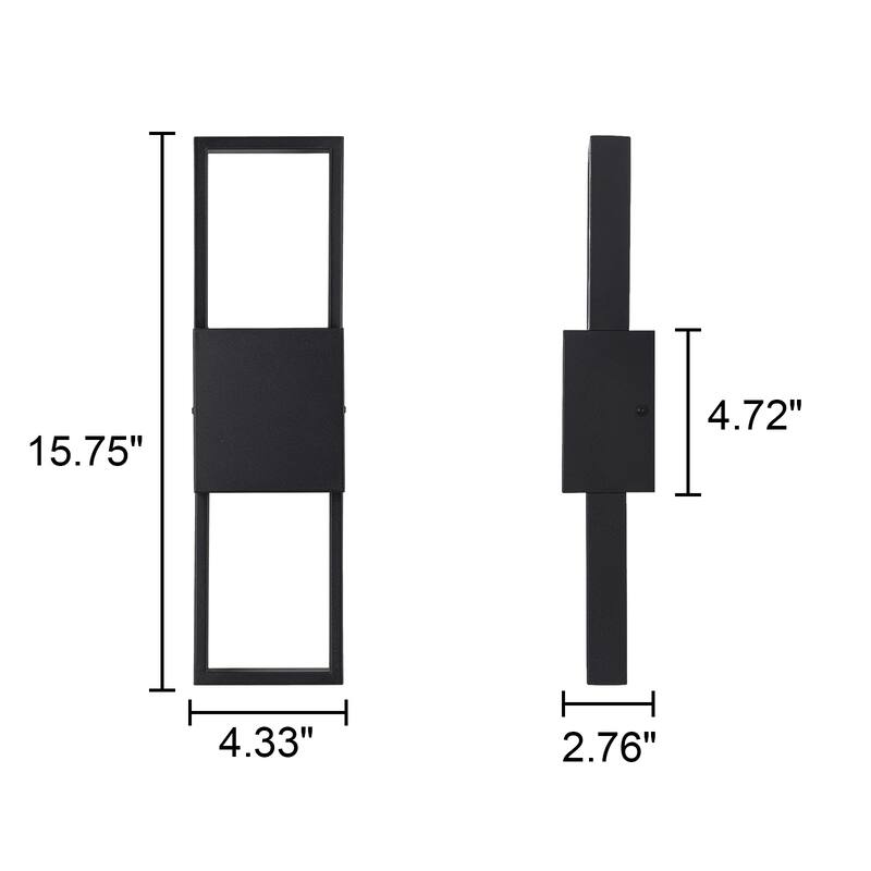 1-Light Outdoor Rectangular Linear Integrated LED Wall Sconce - H15.7" x W4.3" x D2.8"