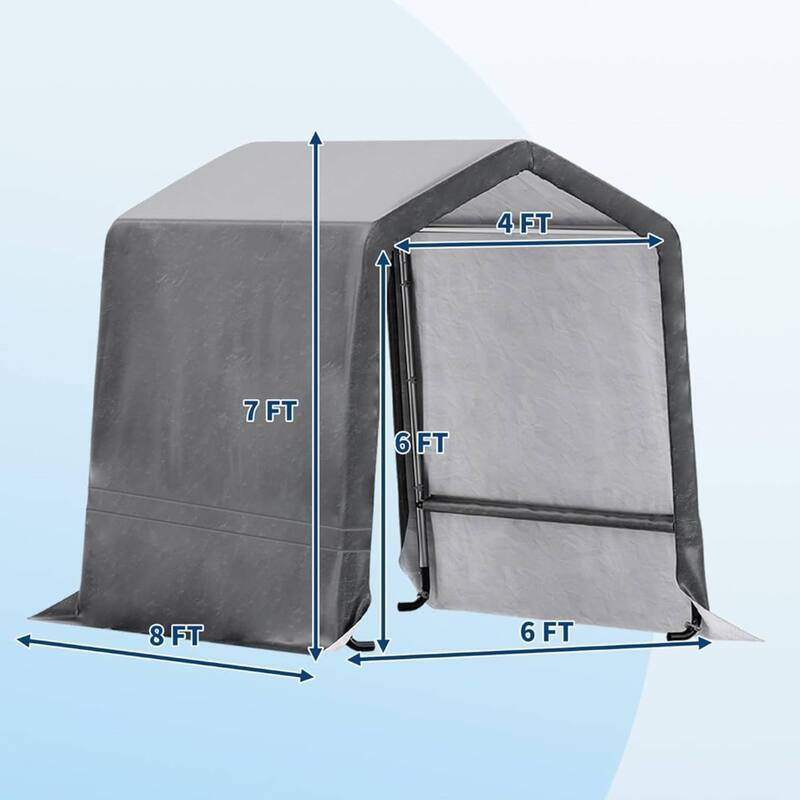 6x8 FT Portable Outdoor Storage Shed, Carport for Motorcycle, Firewood, Garden and Tools - 6X8 Ft
