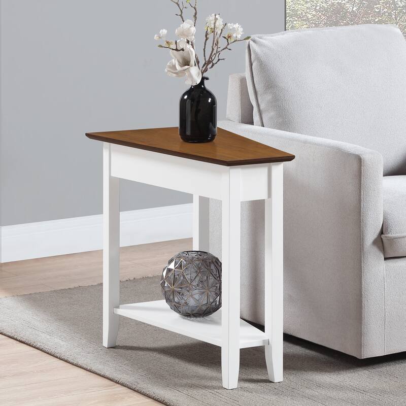 Convenience Concepts American Heritage Wedge End Table with Shelf - Driftwood/White