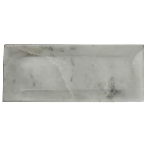 Rectangle Marble Plate with Raised Edges, Small, White