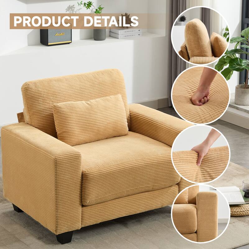 Corduroy Widened Single Sofa Chair, A Extra Lumbar Pillow