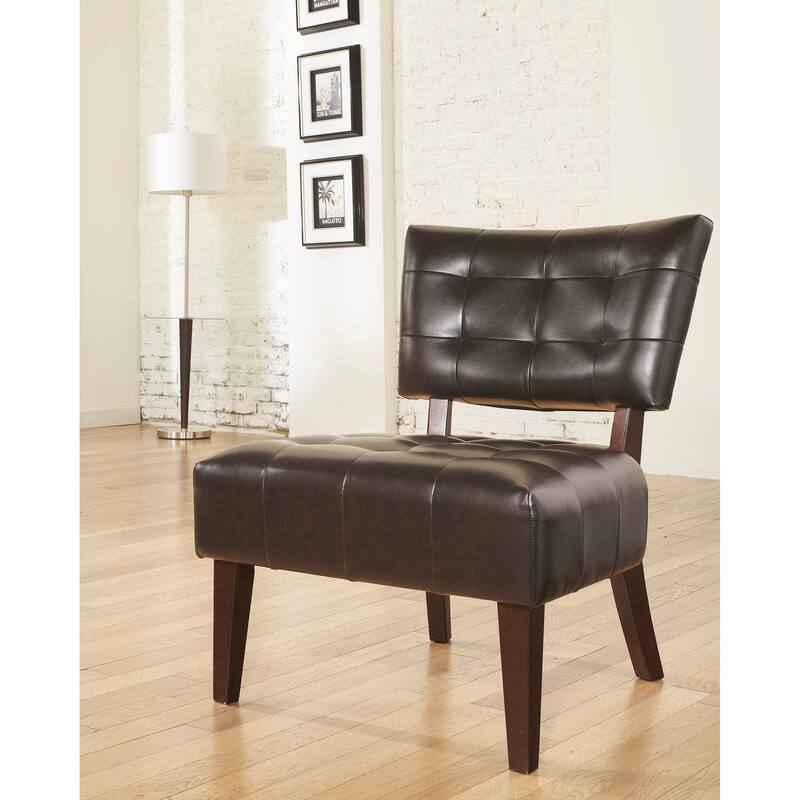 Modern 31" Button Tufted Accent Chair with Kiln-Dried Hardwood Frame and Oversized Seat - Brown
