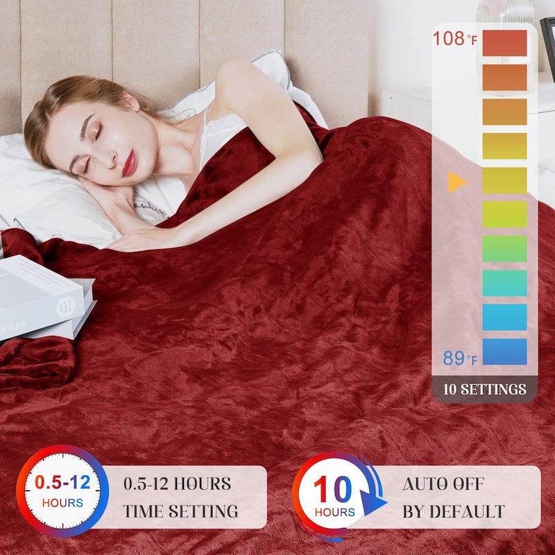 Electric Flannel King Queen Throw Heated Blanket
