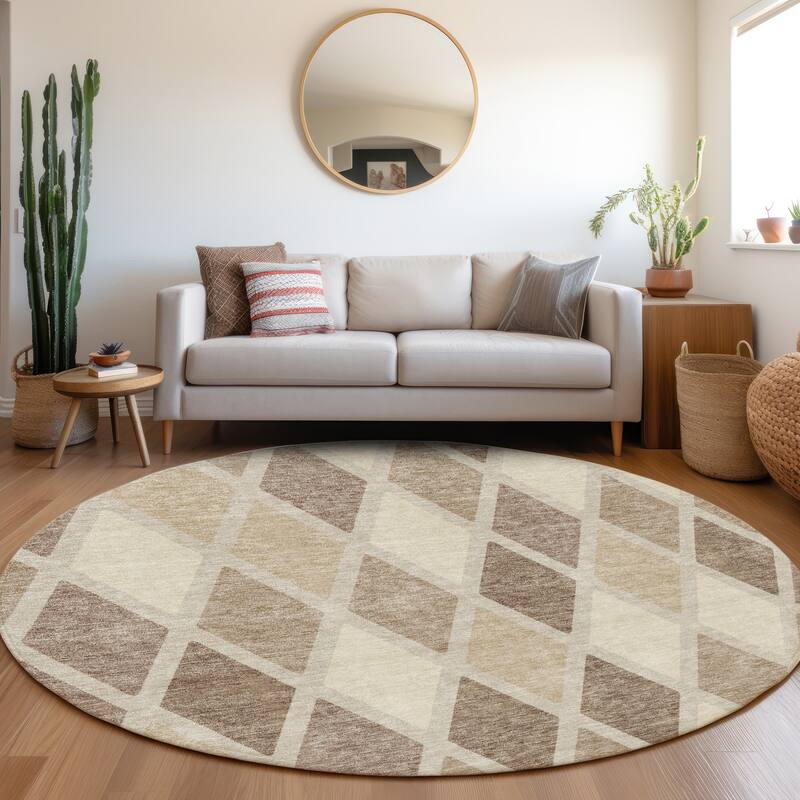 Premium Washable Super Soft Mosaic Diamonds Mayfield Rug - Taupe - 8' x 8'