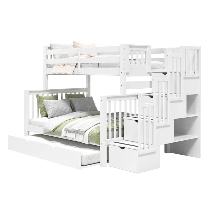 Taylor & Olive Trillium Twin over Full Stairway Bunk Bed, Twin Trundle