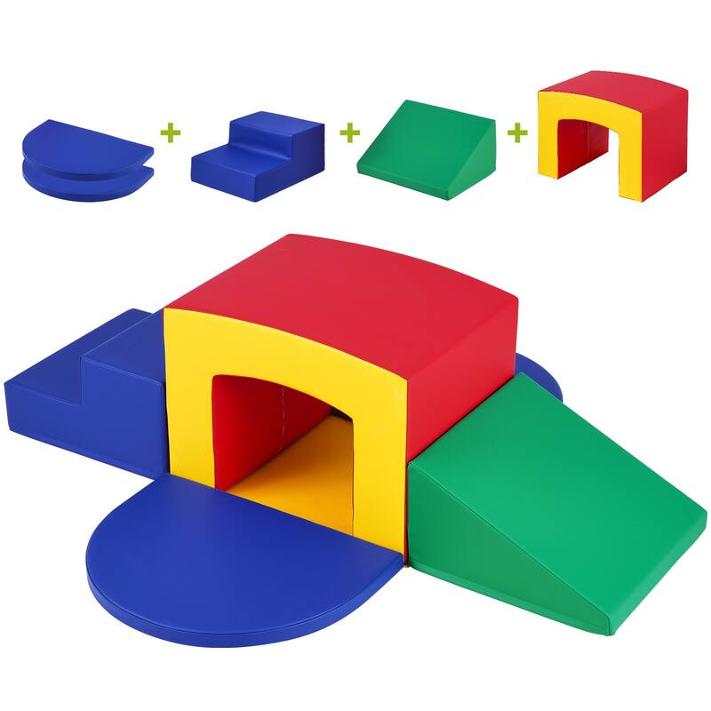 Single Tunnel Climber, Toddler Playset, Foam Climbing Blocks for Toddlers, Kids Tunnel Maze with Stairs and Ramp - 14x12.6''