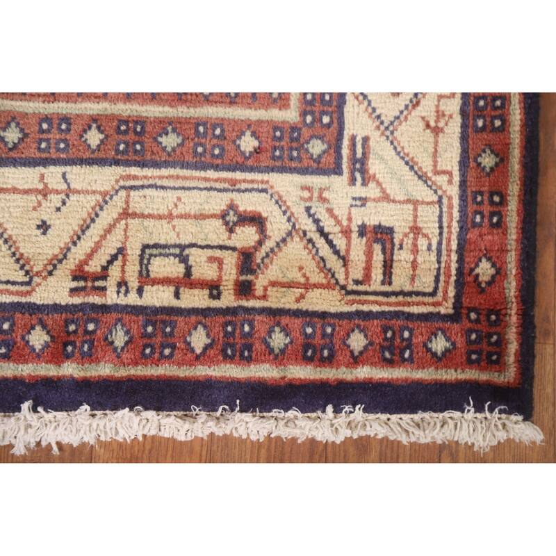 Hand Knotted Oriental 100% Wool Carpet Traditional All-Over Navy Blue & Blues Botemir Runner Rug - 10' 1'' X 3' 4''