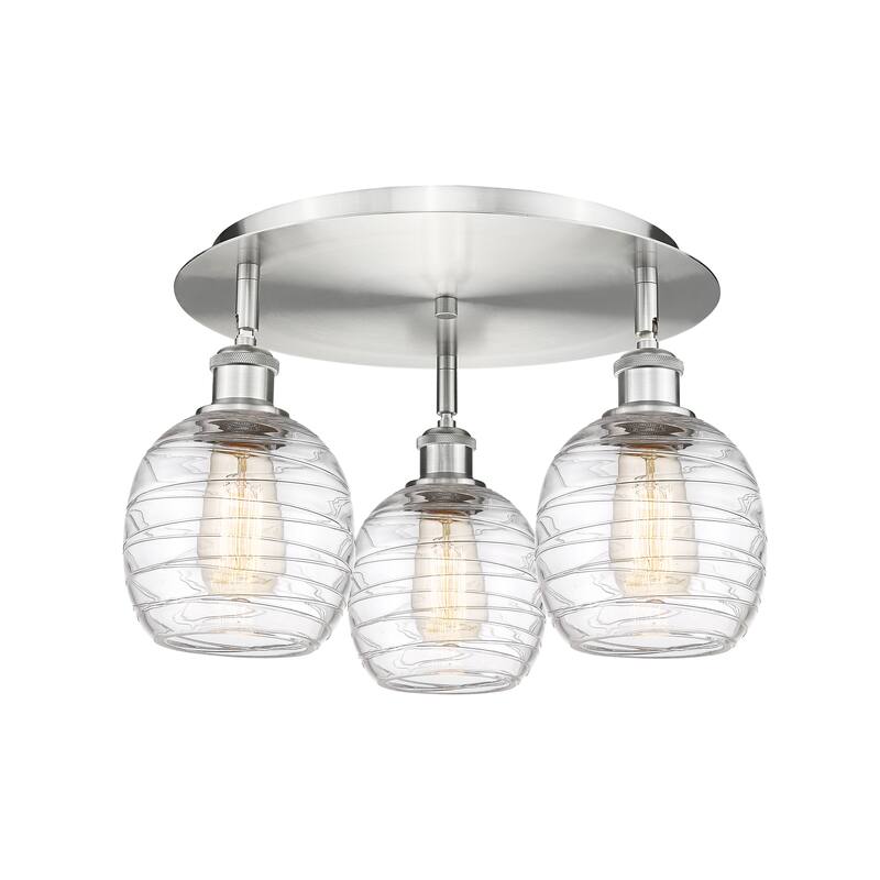 Innovations Lighting Belfast - 3 Light 18" Flush Mount - Deco Swirl/Satin Nickel