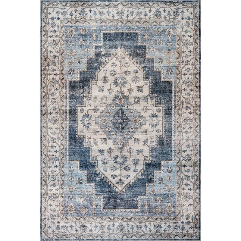 Nuloom Noemie SplashGuard Vintage Medallion Machine Washable Area Rug