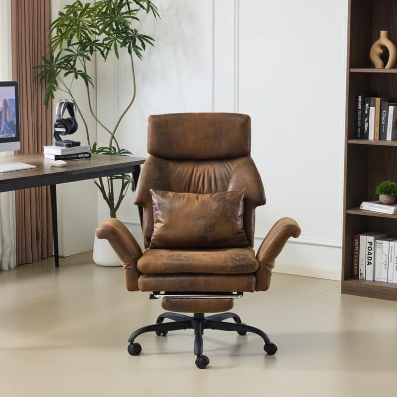 29.53 Inch High Back With Footrest Reclining Swivel Office Chair With Adjustable Arms