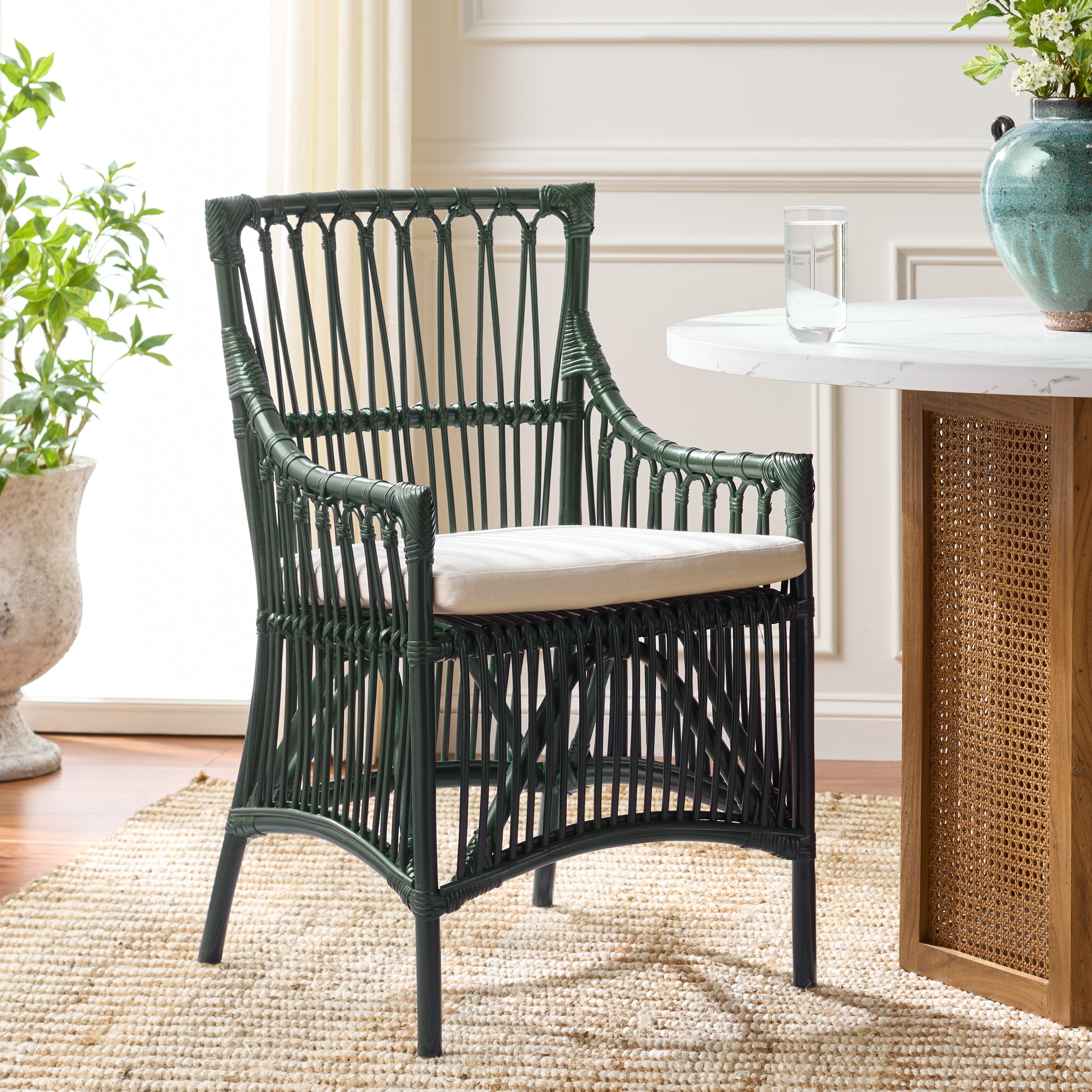SAFAVIEH Zorianna Solid Wood Dining Chair with Cushion (Fully Assembled) - 22"W x 22"D x 36"H
