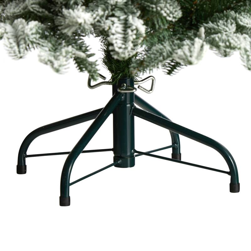 4’ Pre-Lit Flocked North Carolina Fir Artificial Christmas Tree, Warm White Lights - 4 Foot