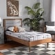 preview thumbnail 12 of 18, Seren Mid-Century Modern Fabric Upholstered and Wood Twin Platform Bed