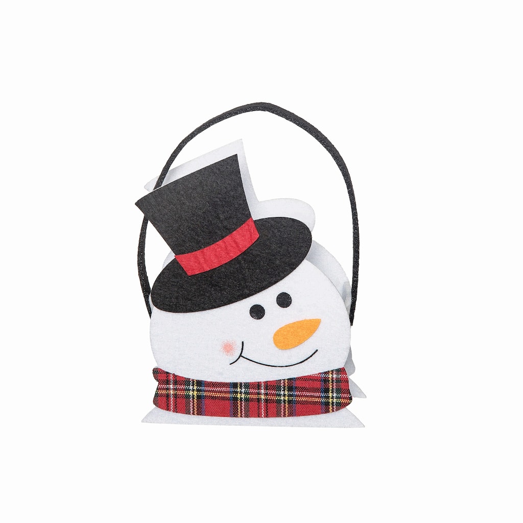 6.5" Snowman Cute Felt Christmas Candy Bag Holder Basket Container