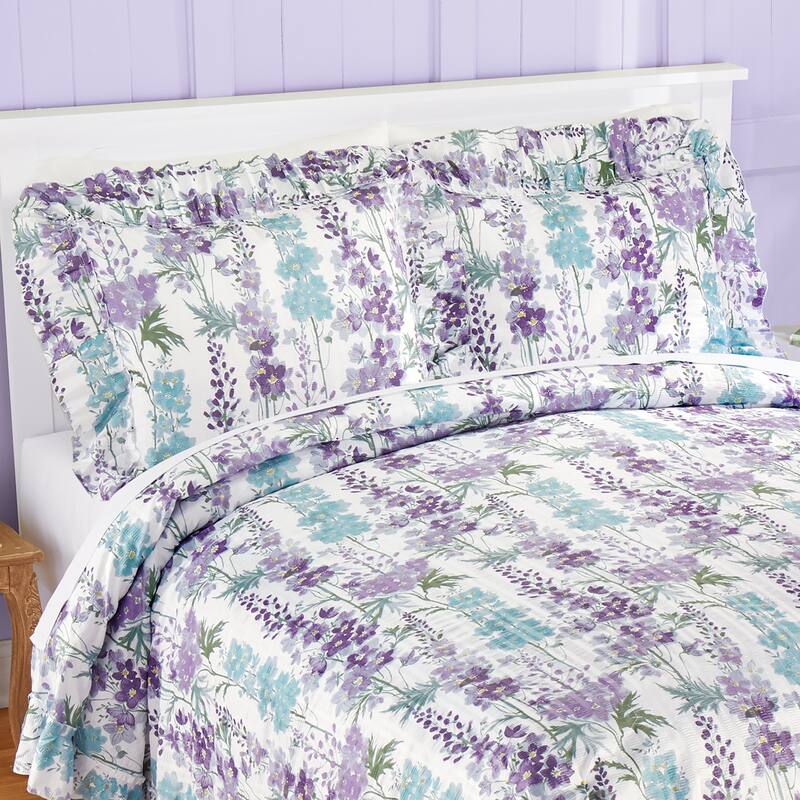 Jenni Floral Lightweight Plissé Ruffled Edge Pillow Sham - Purple - 7.500 x 6.250 x 1.750