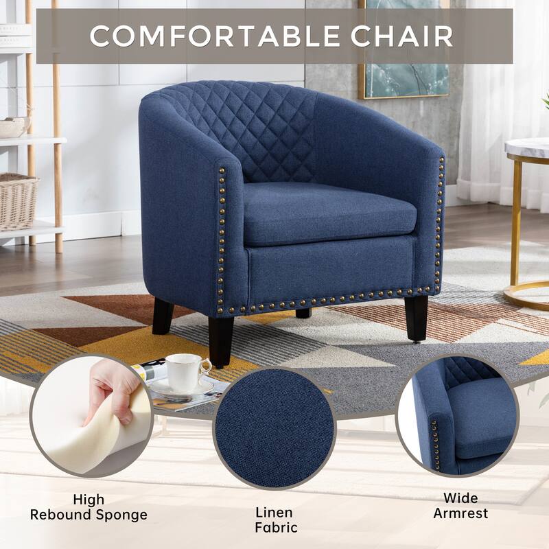 Club Chairs with nailheads and solid wood legs