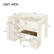 preview thumbnail 3 of 7, Full Size Loft Bed with Built-in Wardrobe, Wooden Bed with Desk, Storage Bed with Shelves and Drawers, Soft Beige