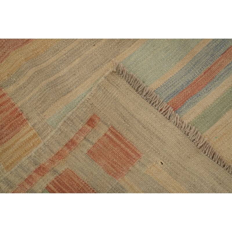 Hand Woven Oriental 100% Wool Carpet Southwestern Tribal Multi-Colored Kilim Area Rug - 9' 1'' X 5' 9''