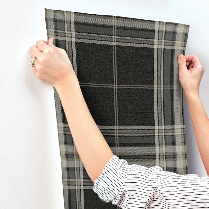 A-Street Prints Westley Black Plaid Wallpaper