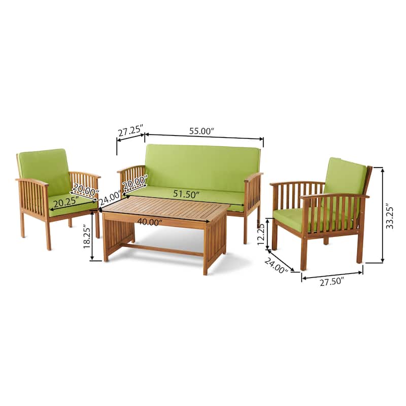 Christopher Knight Home Carolina 4-Piece Outdoor Acacia Sofa Set - Stylish & Cozy Patio Seating